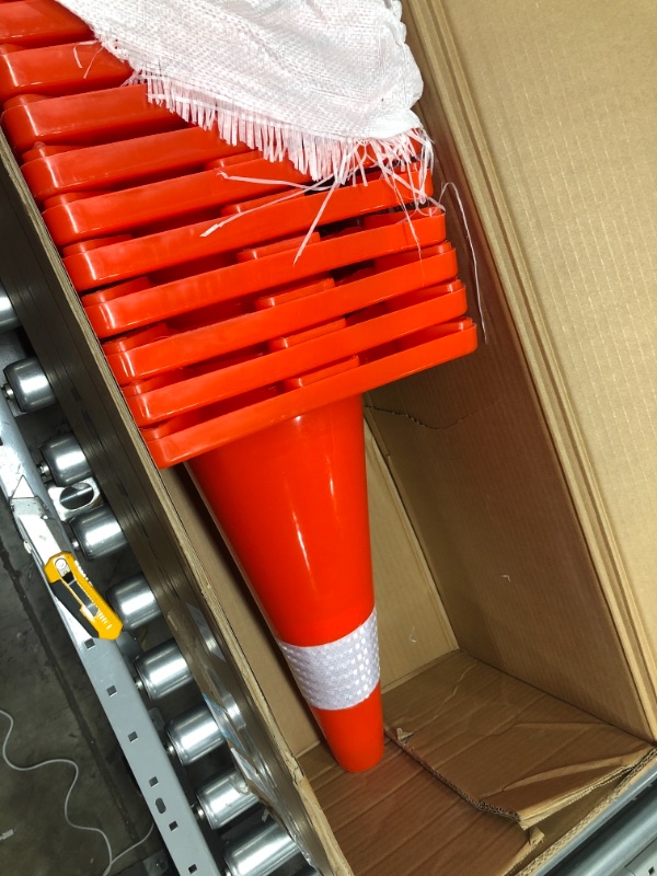 Photo 2 of [ 12 Pack ] 18" Traffic Cones Plastic Road Cone PVC Safety Road Parking Cones Weighted Hazard Cones Construction Cones Orange Safety Cones Parking Barrier Field Marker Cones Traffic Cones (12)

