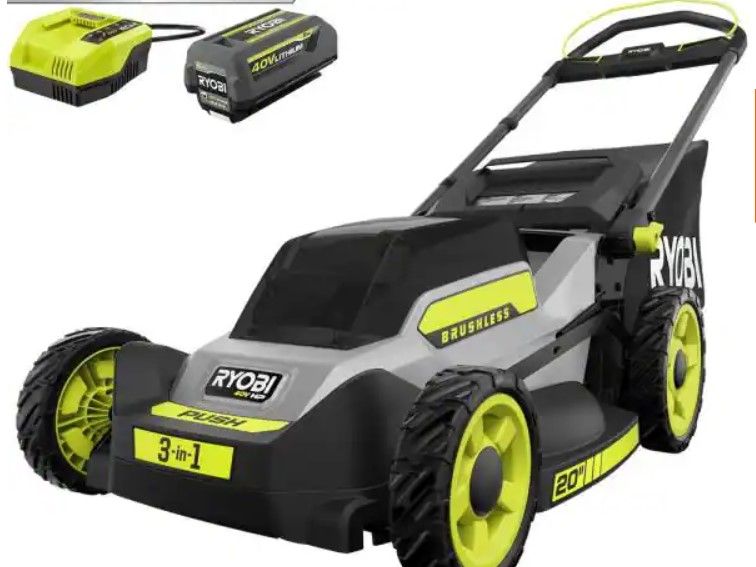 Photo 1 of 40V HP Brushless 20 in. Cordless Battery Walk Behind Push Mower with 6.0 Ah Battery and Charger
by
RYOBI