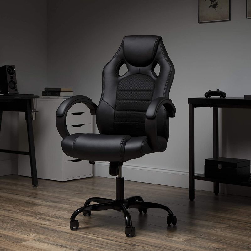 Photo 1 of OFM ESS Collection High-Back Gaming Chair, Padded Loop Arms, Black