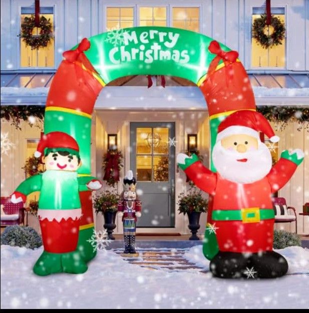 Photo 1 of 9Ft Christmas Inflatable Santa Claus And Clown Archway Build-In Led Light Decor See original listing
