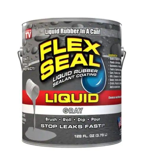 Photo 1 of **can has a dent ** FLEX SEAL FAMILY OF PRODUCTS Flex Seal Liquid Gray 1 Gal. Liquid Rubber Sealant Coating