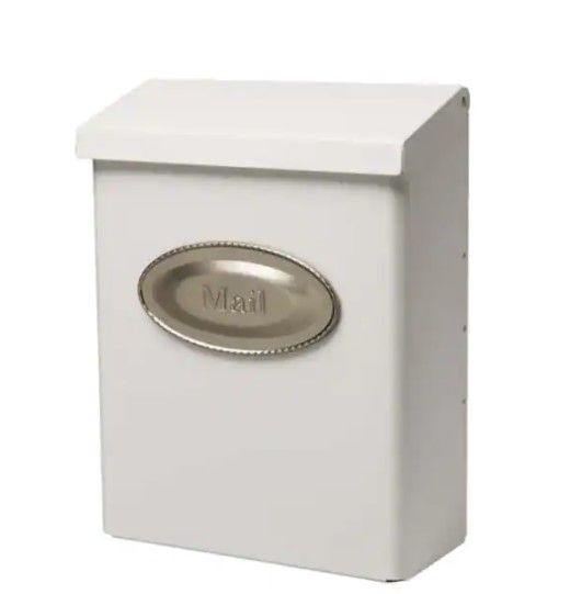 Photo 1 of ** see pictures for damage** Gibraltar Mailboxes Designer White with Satin Nickel, Medium, Steel, Locking, Wall Mount Mailbox