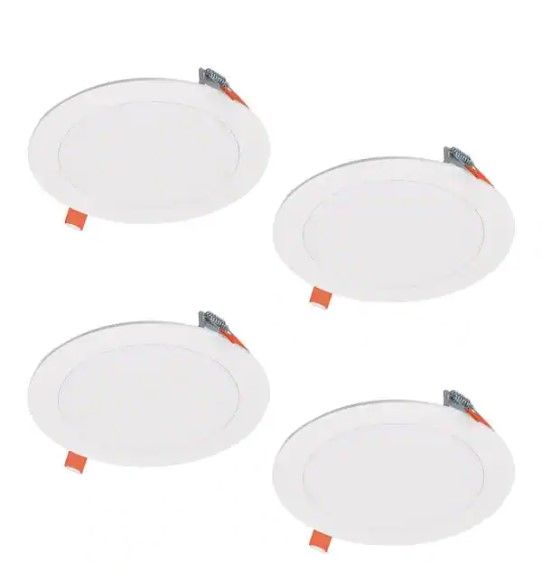 Photo 1 of **MISSING ONE ** Halo HLBSL6 Series 6 in. 3000K-5000K Selectable CCT Integrated LED White Downlight Recessed Light with Round Trim (4-Pack)