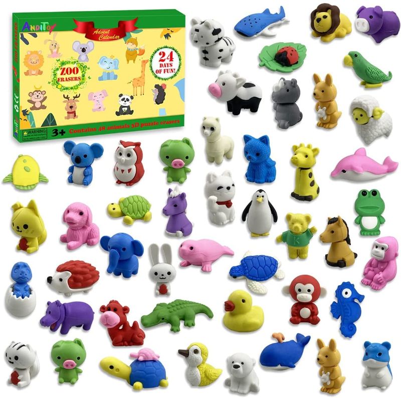 Photo 1 of Anditoy 24 DAY ADVENT CALENDAR  ZOO ERASERS 