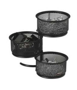 Photo 1 of Mesh 3-Tier Swivel Paper Clip Holder, Black, 1 Each