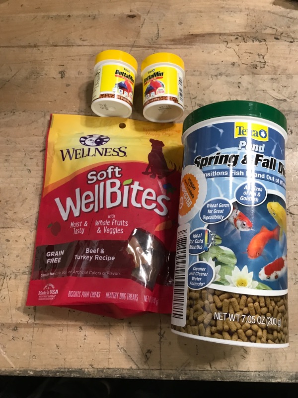 Photo 1 of 07/24 TetraPond Spring and Fall Diet Floating Pond Sticks Fish Food AND 2 PACK Tetra Betta Small Pellets 1.02 Ounce, Complete Nutrition Plus Color Boost, Wellness Rewarding Life Soft & Chewy Dog Treats FEB 10 2023 

