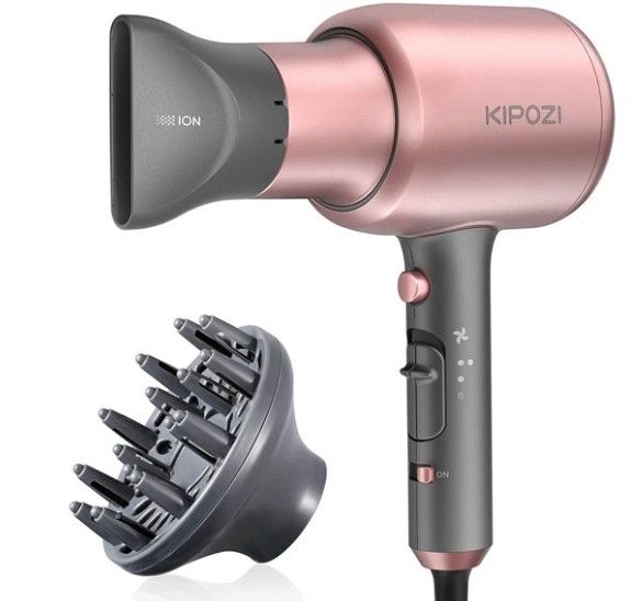 Photo 1 of KIPOZI Professional Negative Ions Hair Dryer with Concentrator Nozzle, 1875 Watts, Pink