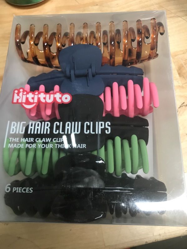 Photo 2 of Hitituto Big Hair Claw Clips 6 Packs - 4.33 and 5.2 Inch Matte and Nonslip