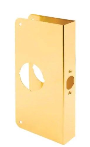 Photo 1 of 1-3/8 in. x 9 in. Thick Solid Brass Lock and Door Reinforcer, 2-1/8 in. Single Bore, 2-3/8 in. Backset
