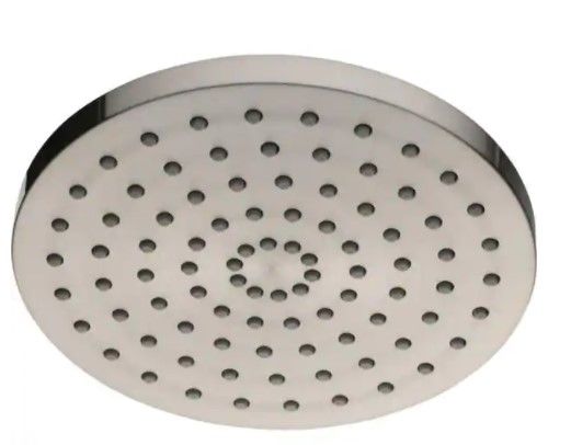 Photo 1 of 1-Spray 8 in. Single Wall Mount Fixed Shower Head in Brushed Nickel
