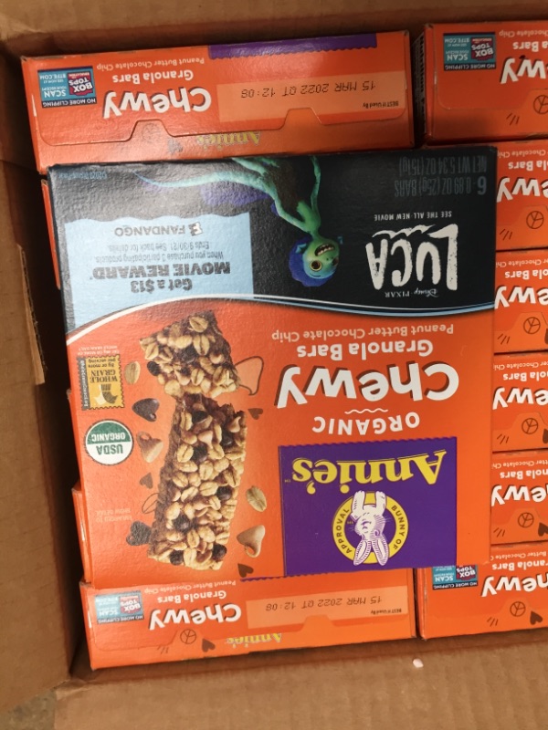 Photo 4 of (NON-REFUNDABLE) EXPIRATION DATE 03/15/2022
Annie's Organic Chewy Granola Bars, Peanut Butter Chocolate Chip, 5.34 oz, 6 ct (Pack of 12)
