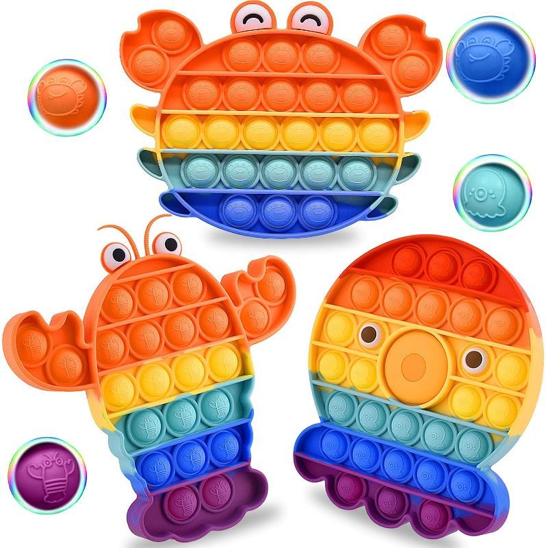 Photo 1 of (2 PACK) Easter Basket Stuffers Push Bubble Fidget Easter Toys for Kids, 3PCS Stress Relief Squeeze Sensory Toy Silicone Anti Anxiety Fidget Autism Toy Gifts for Kids Family Easter Basket Stuffers Party Favors