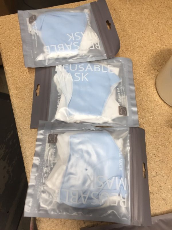 Photo 1 of (3 PACK)
Purity Reusable Face Mask with Comfortable Elastic Earloop (Pack of 3, Collection of 2 White Masks & 1 Blue Mask), Washable Protective Fabric Mask – Unisize