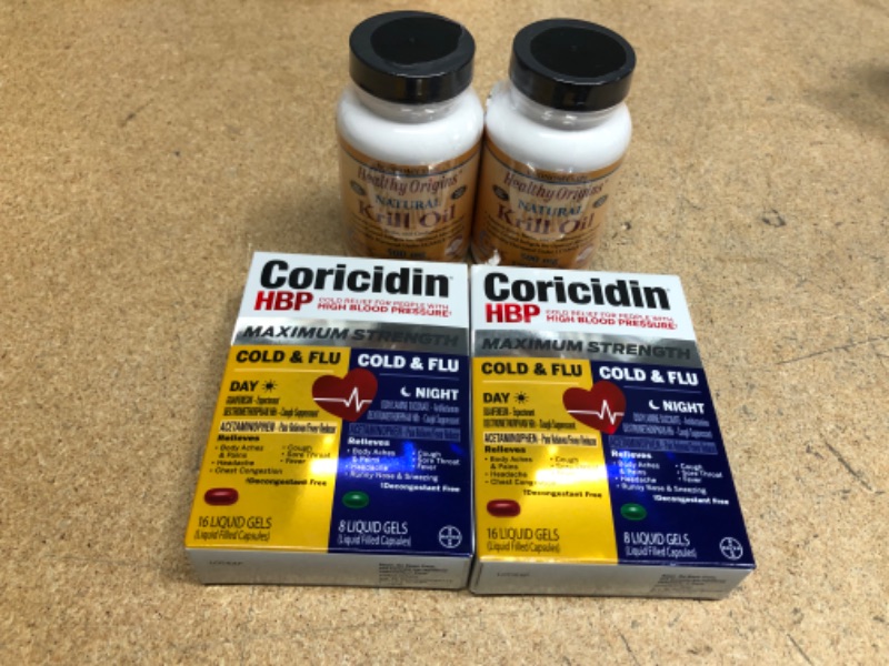 Photo 5 of (NON REFUNDABLE) 
EXP DATE: 05/2022 (2 BOTTLES) Healthy Orgins Krill Oil Gels, 500 mg, 120 Count
EXP DATE: 06/2022 (2 PACK) CORICIDIN MAX STRENGTH 