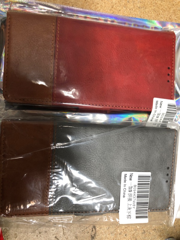Photo 2 of (2 CASES)  Oneplus 9 Pro Leather Case, Classic Genuine Leather Oneplus 9 Pro Wallet Case [RFID Blocking], Flip Magnetic Case, Only Compatible with Oneplus 9 Pro(Red)
