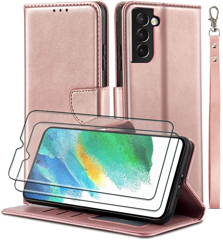 Photo 1 of ( 3 cases)
WuGlrz Case for Samsung Galaxy S21 FE 5G?Not fit Galaxy S21? with 2 Packs Tempered Glass Screen Protector, Luxury PU Leather Wallet Case with Card Holder Lanyard Flip Protective Cover-Rose