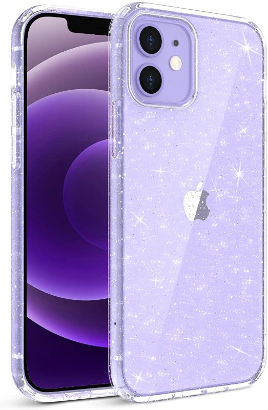 Photo 1 of (3 CASES)  Compatible with iPhone 12 Shiny Case, Compatible with iPhone 12 Pro Case Bling Rugged Shockproof Hybrid PC+TPU Full Covered Protective Case Back Cover 6.1inch-Clear
