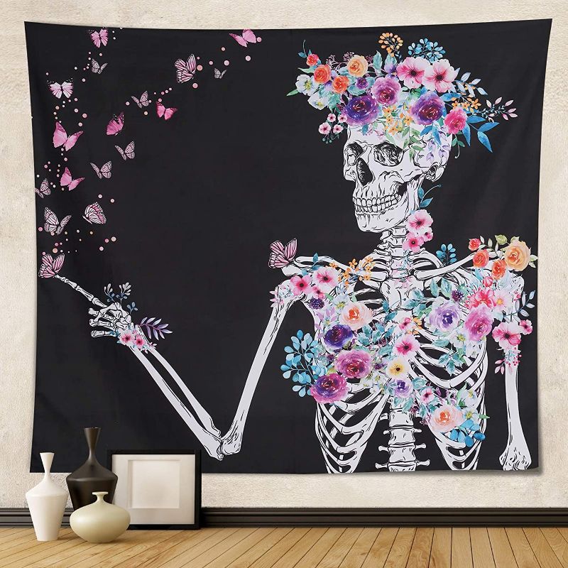 Photo 1 of (2 PACK)
Skull Floral Wall Hanging Tapestry Skeleton Butterfly Watercolor Flowers Romantic Tapestry Psychedelic Hippie Art Tapestry for Living Room Bedroom Dorm 51.2? x 59.1?

