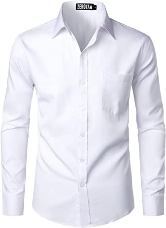 Photo 1 of medium ZEROYAA Men's Urban Stylish Casual Business Slim Fit Long Sleeve Button Up Dress Shirt with Pocket
