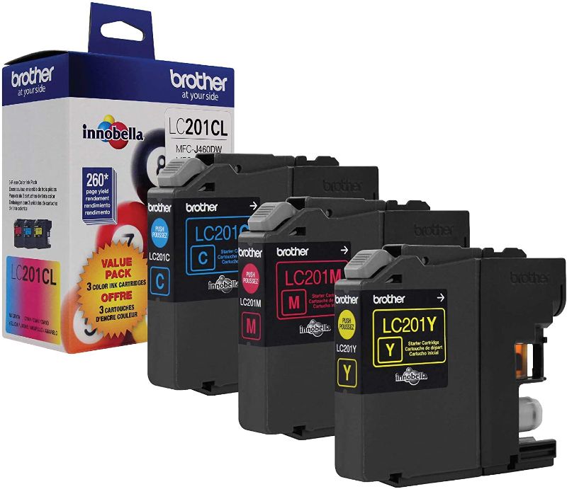 Photo 1 of Brother Genuine Standard Yield Color Ink Cartridges, LC2013PKS, Replacement Color Ink Three Pack, Includes 1 Cartridge Each of Cyan, Magenta & Yellow, Page Yield Up To 260 Pages/cartridge,Magenta, Cyan, Yellow
