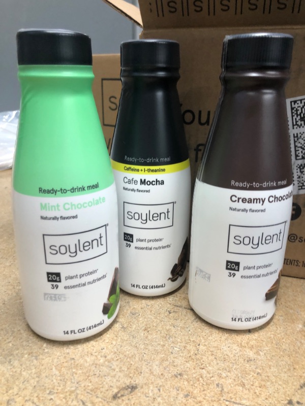 Photo 5 of 
non-refundable, 
exp date: mint chocolate 04/15/2022,cafe mocha 04/24/2022
creamy chocolate 08/06/2022
non-refundable, Soylent Complete Nutrition Gluten-Free Vegan Protein Meal Replacement Shake Chocolate Variety Pack, 14 Oz,12 Pack