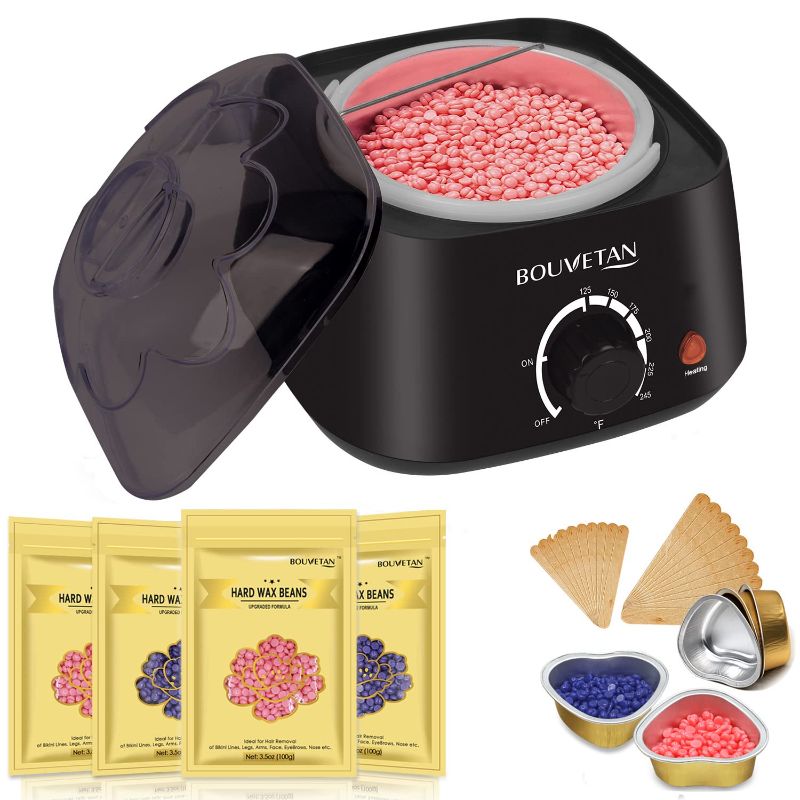 Photo 1 of Waxing Kit for Women Men, Bouvetan Wax Warmer for Hair Removal with 14oz Hard Wax Beads, Wax Warmer Kit for Face Eyebrow Armpit Legs Brazilian, At Home Hard Wax Kit for Hair Removal with 20 Wax Sticks