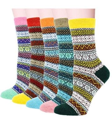 Photo 1 of **SET OF 2**
YZKKE 5Pack Womens Vintage Winter Soft Warm Thick Cold Knit Wool Crew Socks, Multicolor, free size