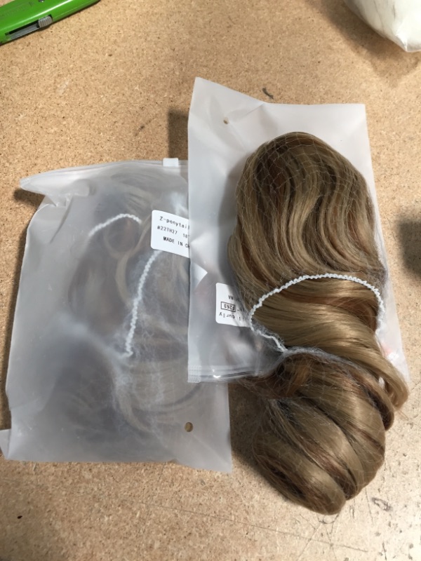 Photo 2 of **set of 2**
Qunlinta Ponytail Extension Hair Extensions Ponytail 18" Claw Curly Wavy Ponytail Extension Straight Clip in Ponytail Extension Synthetic Hairpiece Dark Brown Mix Light Auburn
