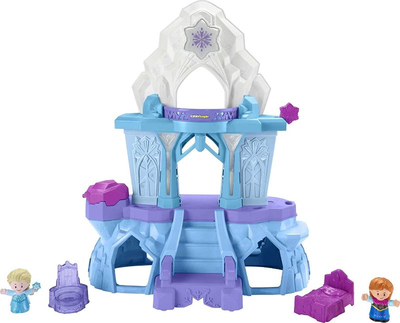 Photo 1 of Fisher-Price Little People – Disney Frozen Elsa’s Enchanted Lights Palace musical playset with Anna and Elsa figures for toddlers and preschool kids
