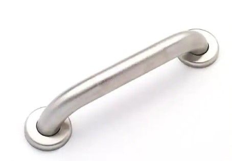 Photo 1 of 12 in. x 1.5 in. Concealed Screw ADA Compliant Grab Bar with Peened Grip in Satin Stainless Steel
