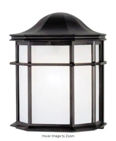 Photo 1 of 1-Light Textured Black on Cast Aluminum Exterior Wall Lantern Sconce with White Acrylic Lens
