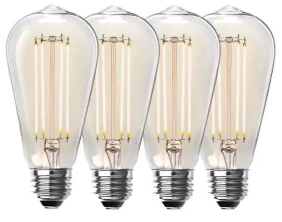 Photo 1 of 100-Watt Equivalent ST19 Dimmable Straight Filament Clear Glass Vintage Edison LED Light Bulb, Soft White (4-Pack)
