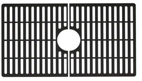 Photo 1 of 27 in. x 15 in. Silicone Bottom Grid for 30 in. Single Bowl Kitchen Sink in Matte Black
