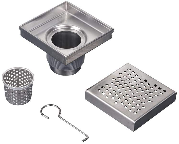 Photo 1 of 
Oatey Designline 6" x 6" Square Shower Drain, DIY Stainless Steel Wave Shower Floor Drain with Adjustable Leveling Feet and Hair Catcher - 304 Grade Stainless Steel
