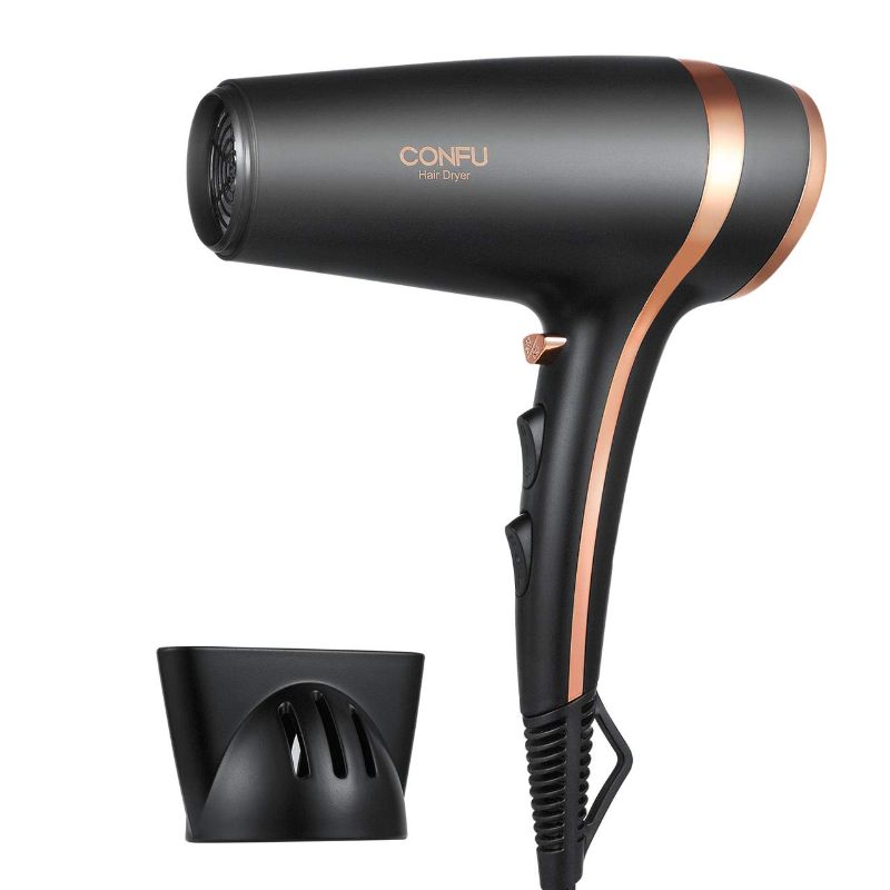 Photo 1 of CONFU 1875W MuteDry Fast Drying Hair Dryer, Lightweight Low Noise Blow Dryer with Speed / Heat Settings, Cool Shot Button and Concentrators
