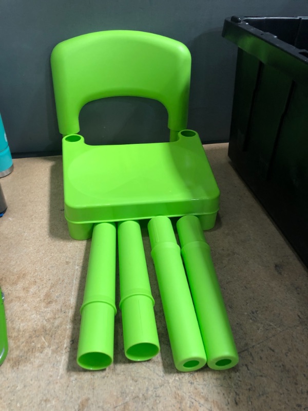 Photo 3 of Humble Crew, Aqua Table & Green/Yellow Kids Lightweight Plastic Table and 2 Chairs Set, Square, Toddler
