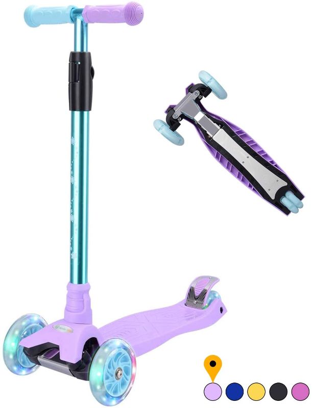 Photo 1 of 3 Wheel Scooter, 4 Height Adjustable Pu Wheels Extra Wide Deck Best Gifts for Kids