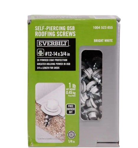 Photo 1 of #12 x 3/4 in. OSB Self Drilling White Roofing Screw 1 lb.-Box (141-Piece)
