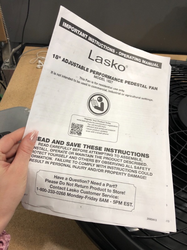 Photo 2 of ***SOLD FOR PARTS ONLY!!!***
Lasko Elegance & Performance Pedestal Fan, 18 Inch, Black 1827
