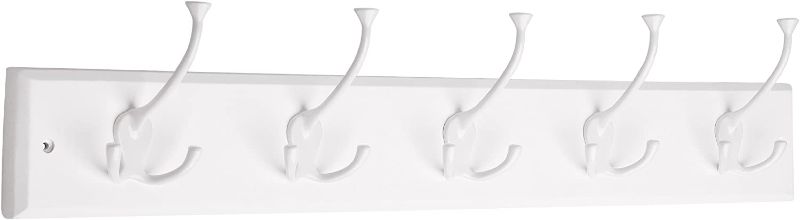 Photo 1 of **COSMETIC DAMAGE**
Liberty 129850 27-Inch Hook Rail/Coat Rack with 5 Flared Top Hooks, White and White
