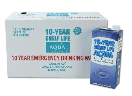 Photo 1 of **NONREFUNDABLE**BEST BY: JAN 1 2032**
10-Year Shelf Life Aqua Literz 1 l (12-Pack)