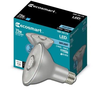 Photo 1 of EcoSmart
75-Watt Equivalent PAR30 Dimmable Flood LED Light Bulb Daylight 6-Pack