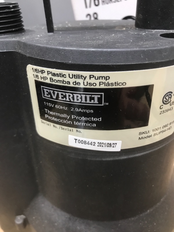 Photo 1 of 1/6 HP Plastic Submersible Utility Pump