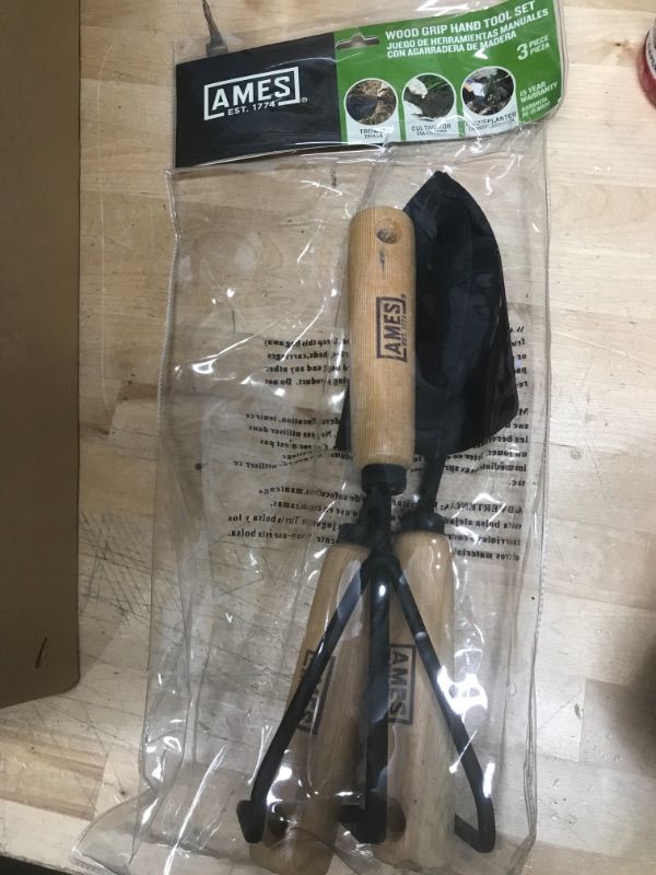 Photo 2 of Ames Wood Handled Tool Set, New 2 Trowels 1 Hand Rake Garden Tools/ Garden Set