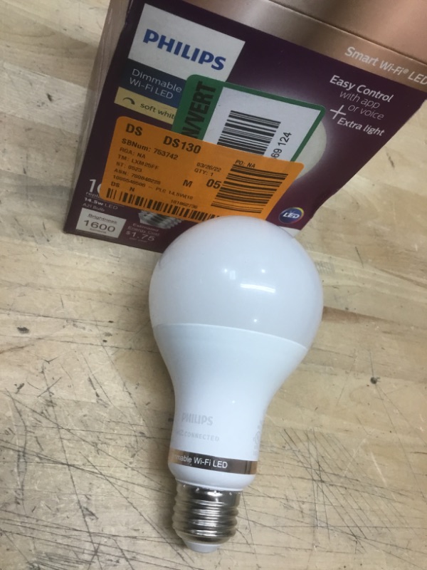 Photo 2 of Philips
Soft White A21 LED 100W Equivalent Dimmable Smart Wi-Fi Wiz Connected Wireless LED Light Bulb