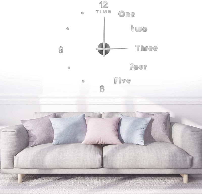 Photo 1 of 2 pack
Large DIY Wall Clock- 3D Mirror Numbers Stickers Wall Clocks for Living Room Decor, Silver

