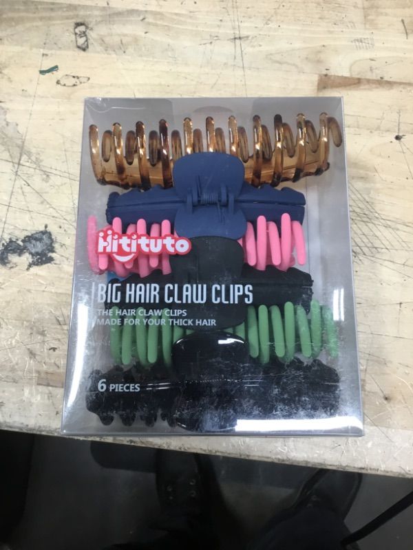 Photo 2 of Hitituto Big Hair Claw Clips 6 Packs - 4.33 and 5.2 Inch Matte and Nonslip for Thick and Thin Long Hair