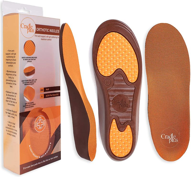 Photo 1 of Plantar Fasciitis Shoe Inserts for Women | Arch Support Insoles I Trim to Fit I Kids Orthotic Insoles W/ Cushion Flat Feet or high Arch | Relieve Heel (Orange, 28cm K1 (9-12) US)