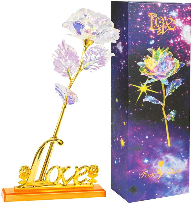 Photo 1 of (2 PACK) Korlon Forever Rose Mothers Day Flowers, 24K Gold Roses Artificial Flowers for Anniversary Decoration, with A Box