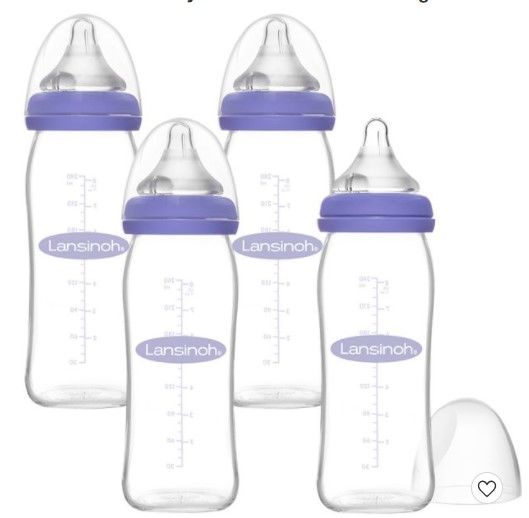 Photo 1 of Lansinoh Glass Baby Bottles for Breastfeeding Babies - 8oz/4ct

